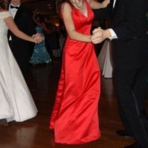 Floor length red dress